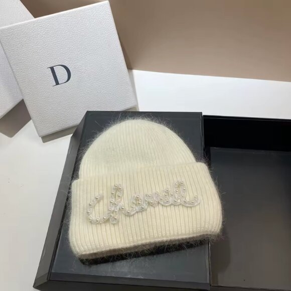 NWT Rabbit Hair Double Folded Edges knit beanie/hat main image 7